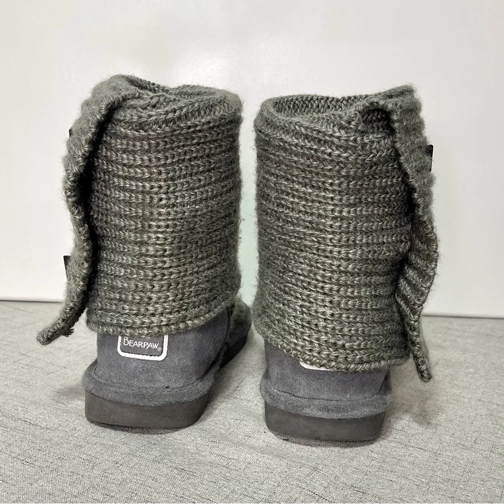 BearPaw Gray Sweater Boot Fall Winter Boots 6